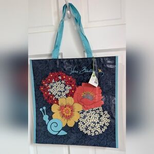Vera Bradley Navy Floral Shopper Tote with Red & Yellow Accents -Retired Pattern